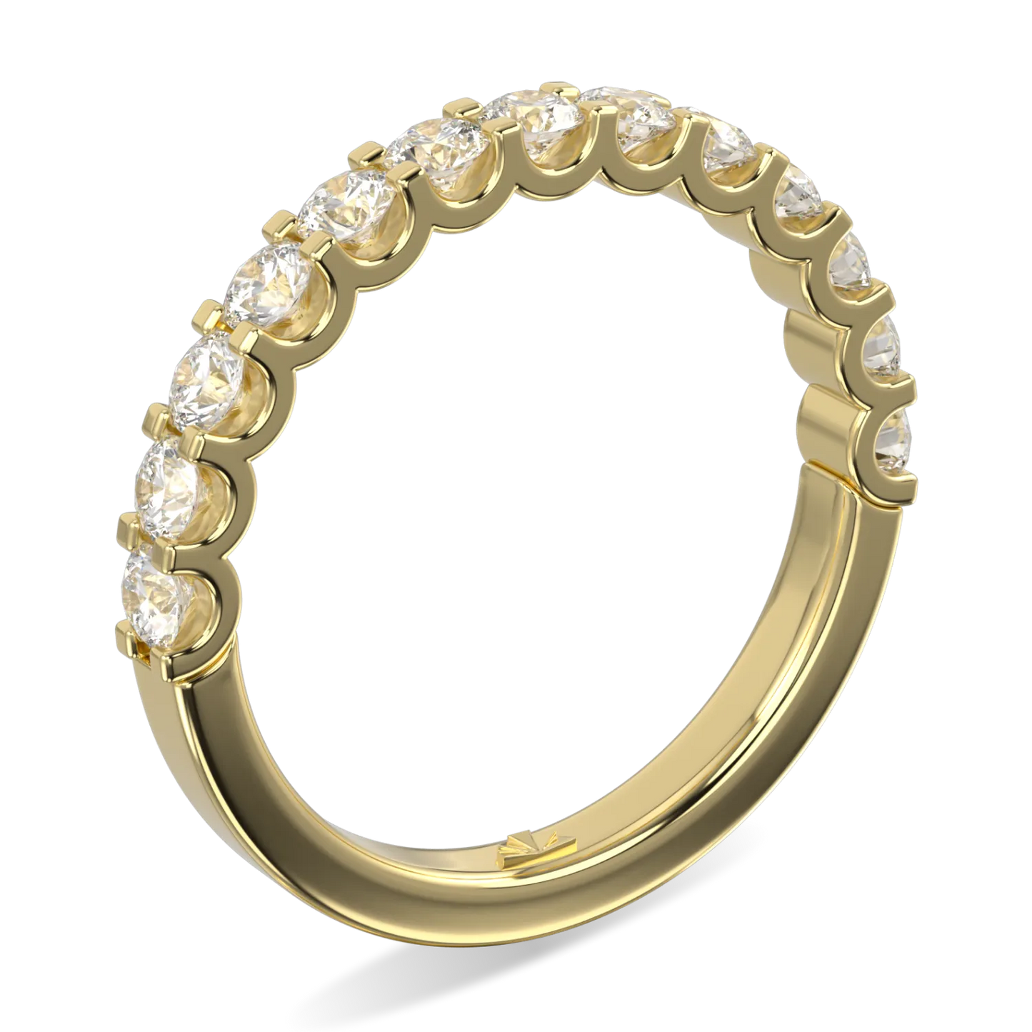 Handcrafted 0.66cts 18ct Yellow Gold Eternity ring by Blacklock, Classic collection — side view