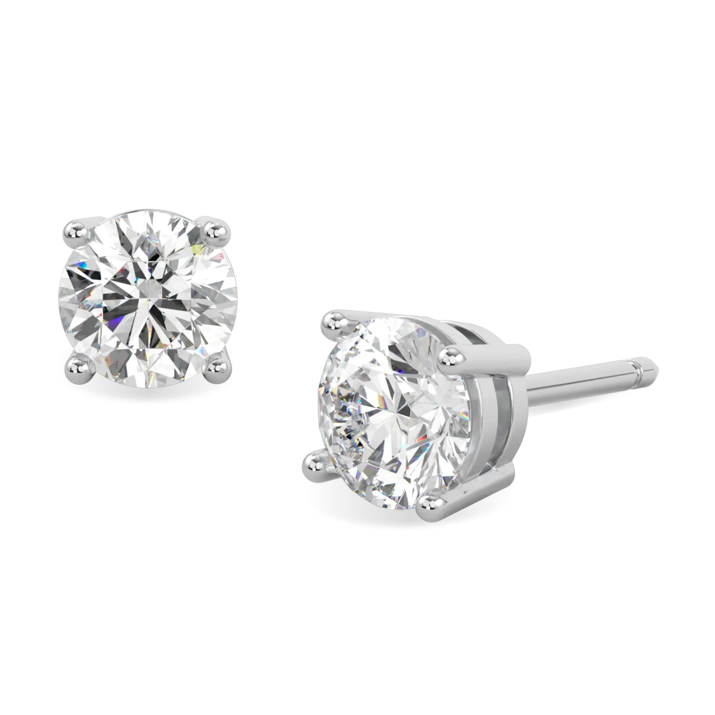 Handcrafted Platinum 1.40cts diamond stud earrings by Blacklock, Classic collection — worn view