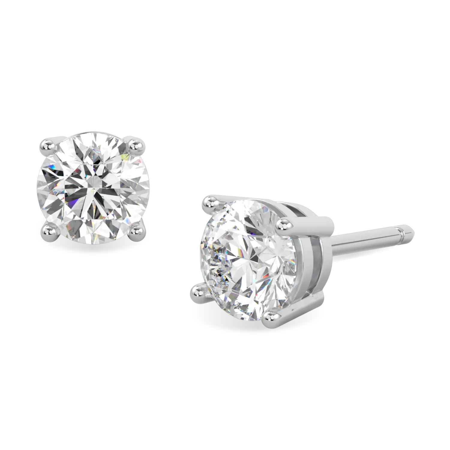 Handcrafted Platinum 1.40cts diamond stud earrings by Blacklock, Classic collection — worn view