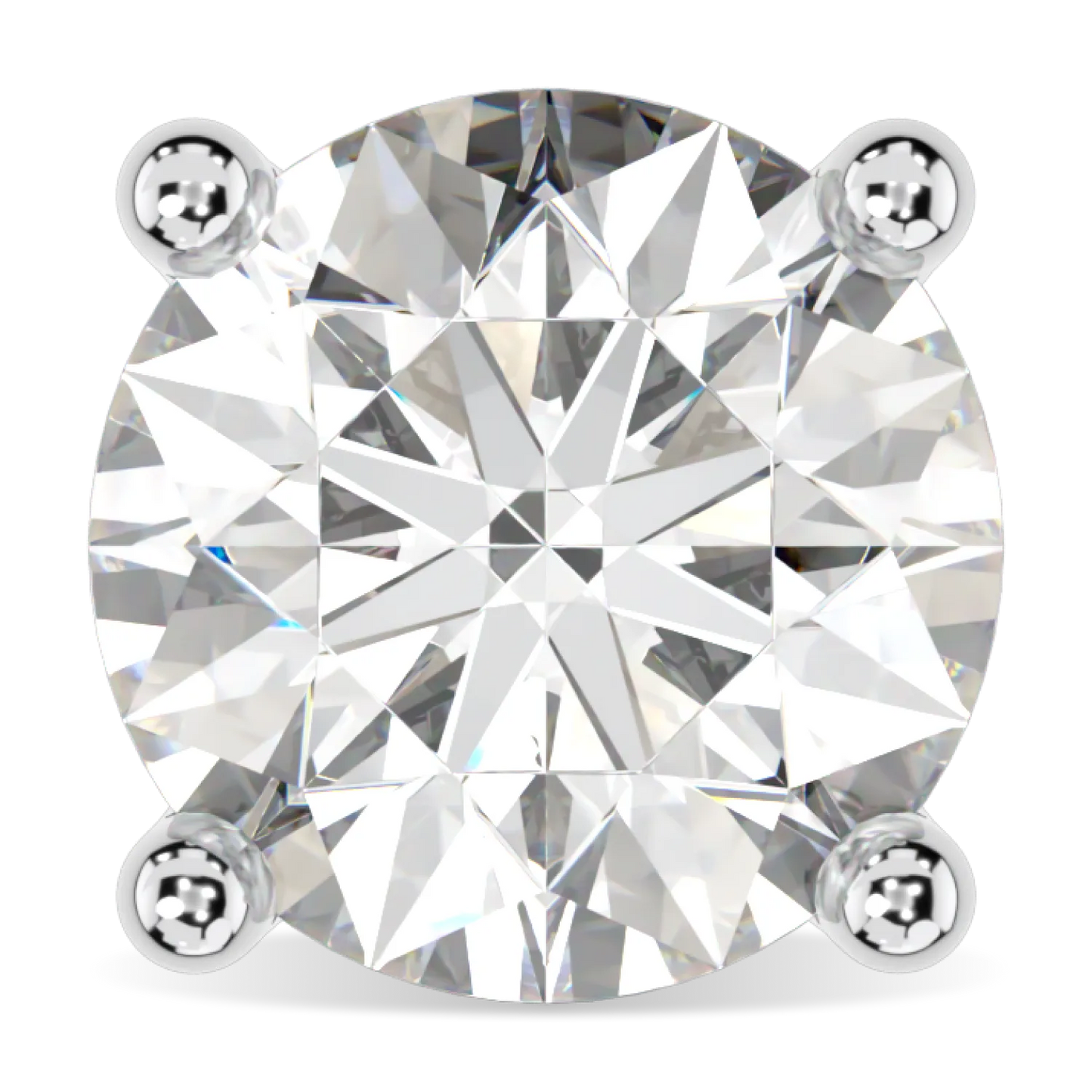 1.40cts Platinum Diamond Stud Earrings by Blacklock Jewellery, Classic collection — straight on view