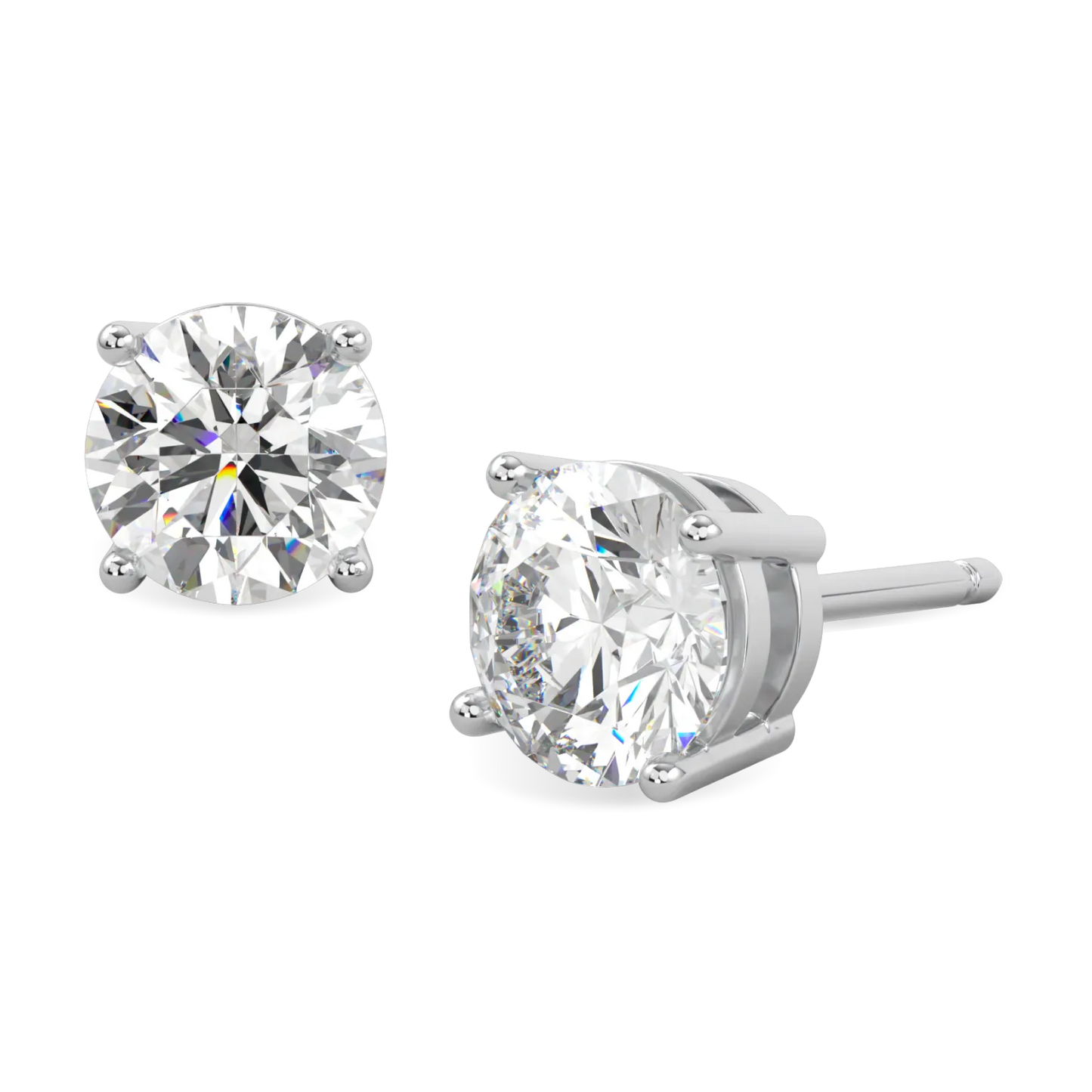 2.00cts Platinum Diamond stud earrings from Blacklock's Classic collection — worn view