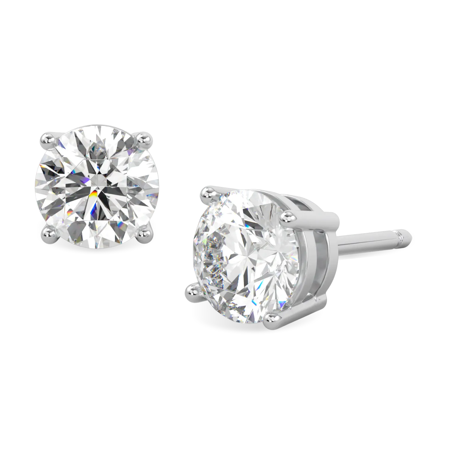 2.00cts Platinum Diamond stud earrings from Blacklock's Classic collection — worn view