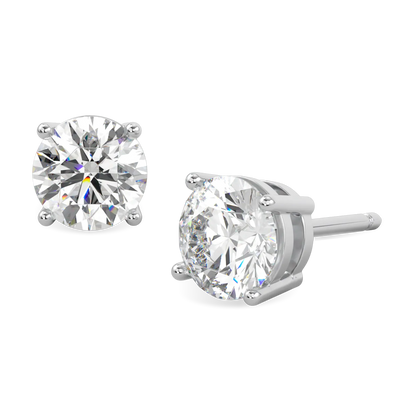 2.00cts Platinum Diamond stud earrings from Blacklock's Classic collection — worn view
