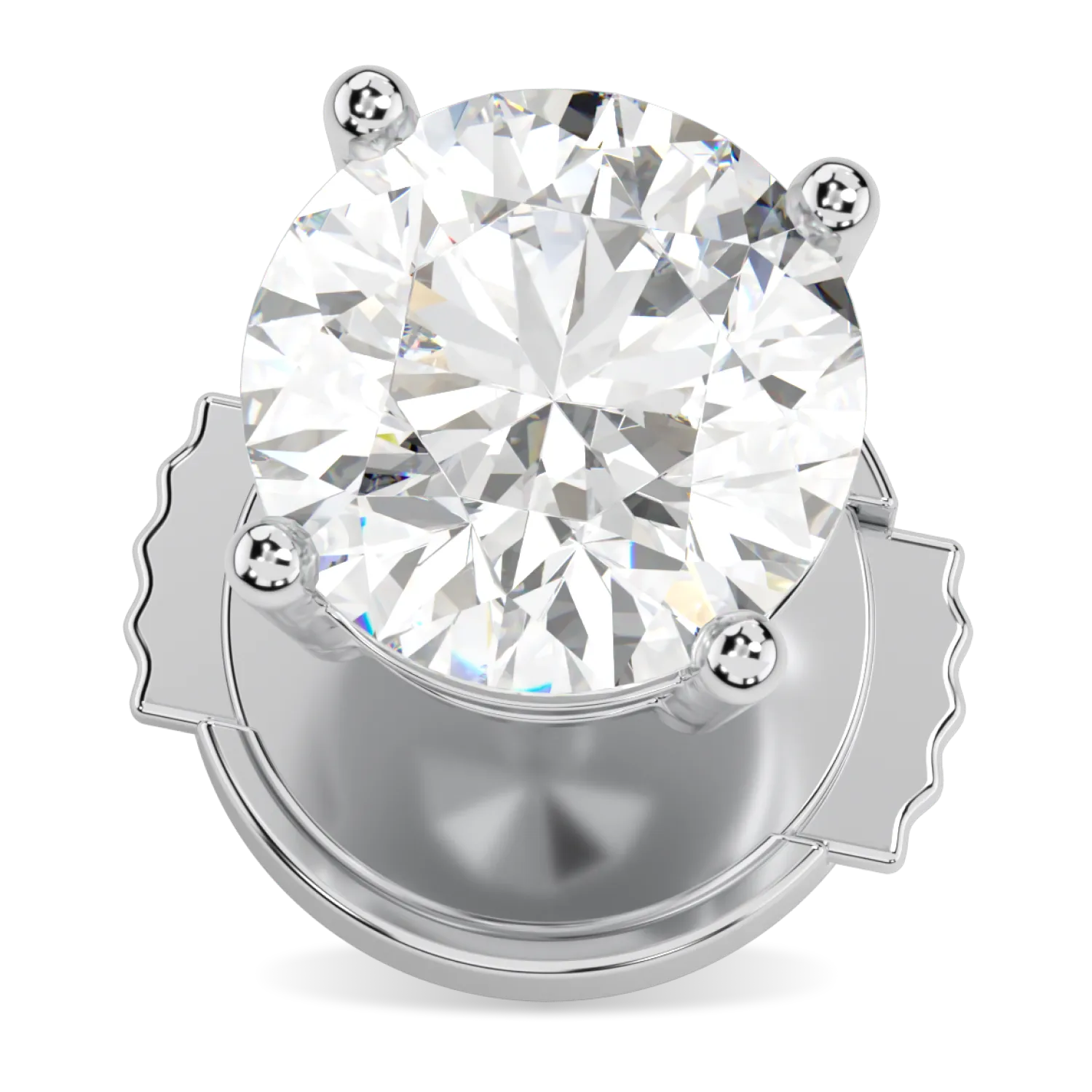 Handcrafted Platinum 2.00cts diamond stud earrings by Blacklock, Classic collection — close up