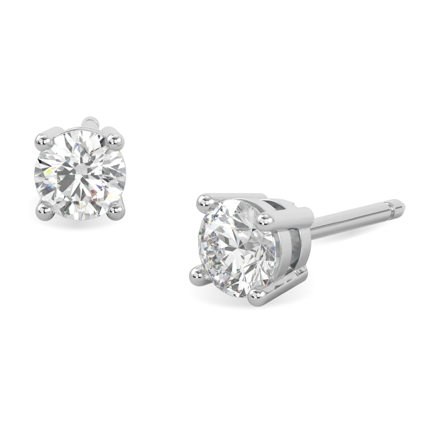 Classic collection 0.80cts diamond stud earrings featuring in Platinum, Blacklock Jewellery — worn view