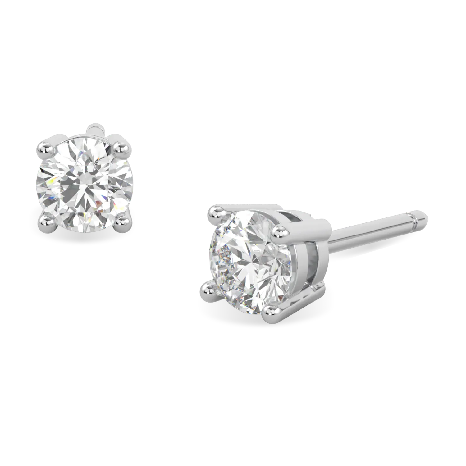 Classic collection 0.80cts diamond stud earrings featuring in Platinum, Blacklock Jewellery — worn view