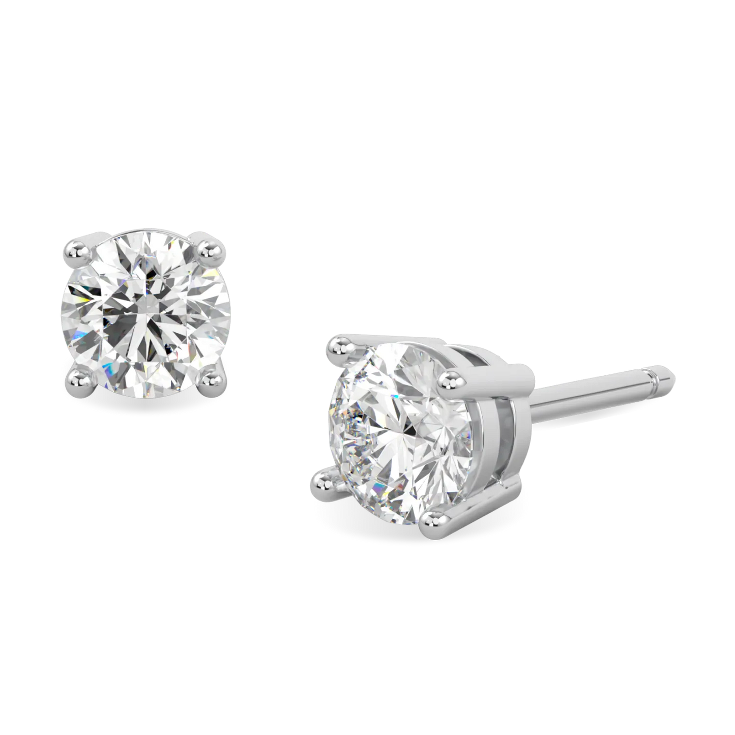 Blacklock Classic collection 1.00cts diamond stud earrings in Platinum — worn view