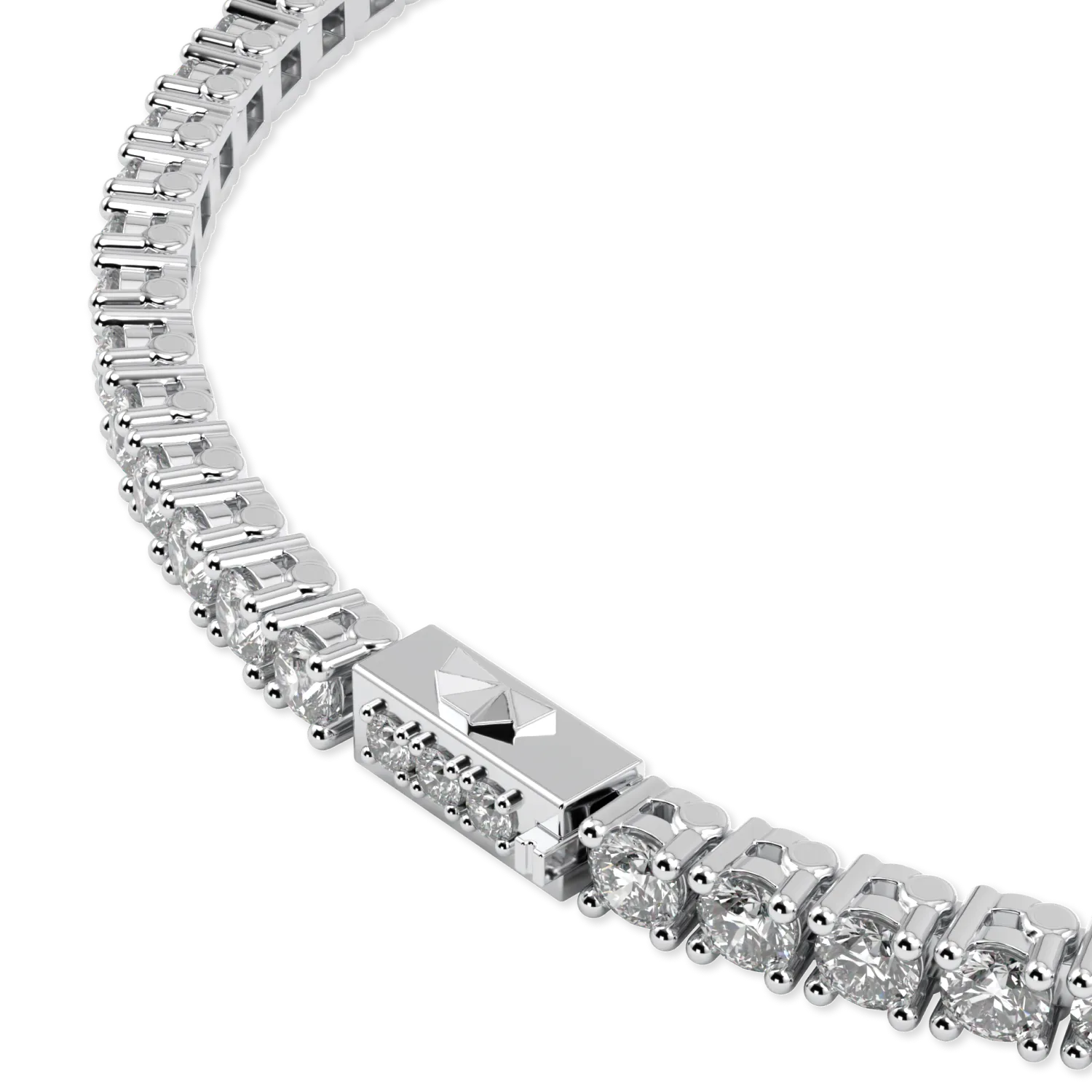 Handcrafted Platinum 3.30cts tennis bracelet with Diamond by Blacklock, Classic collection — detail view