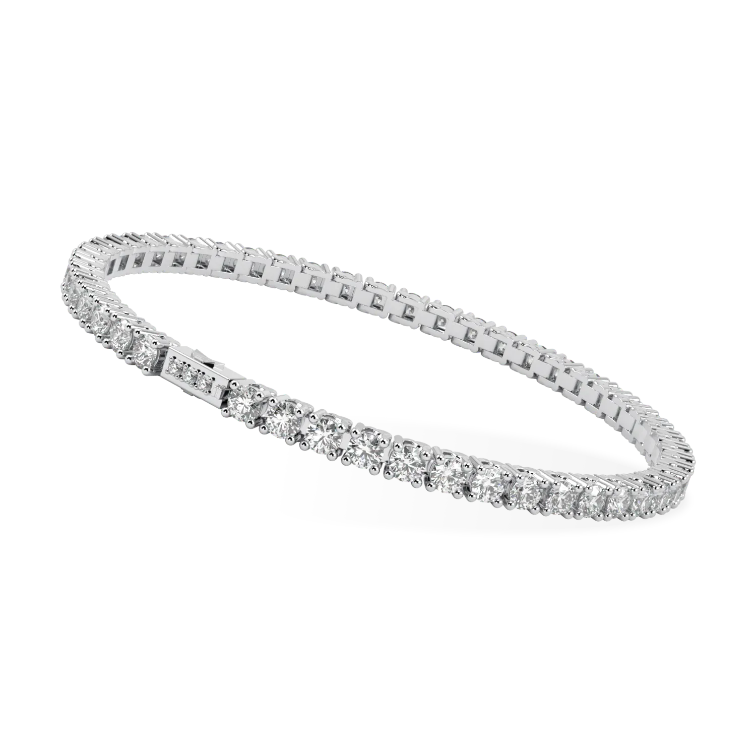 Blacklock Classic 5.90cts tennis bracelet in Platinum with Diamond — worn closed view