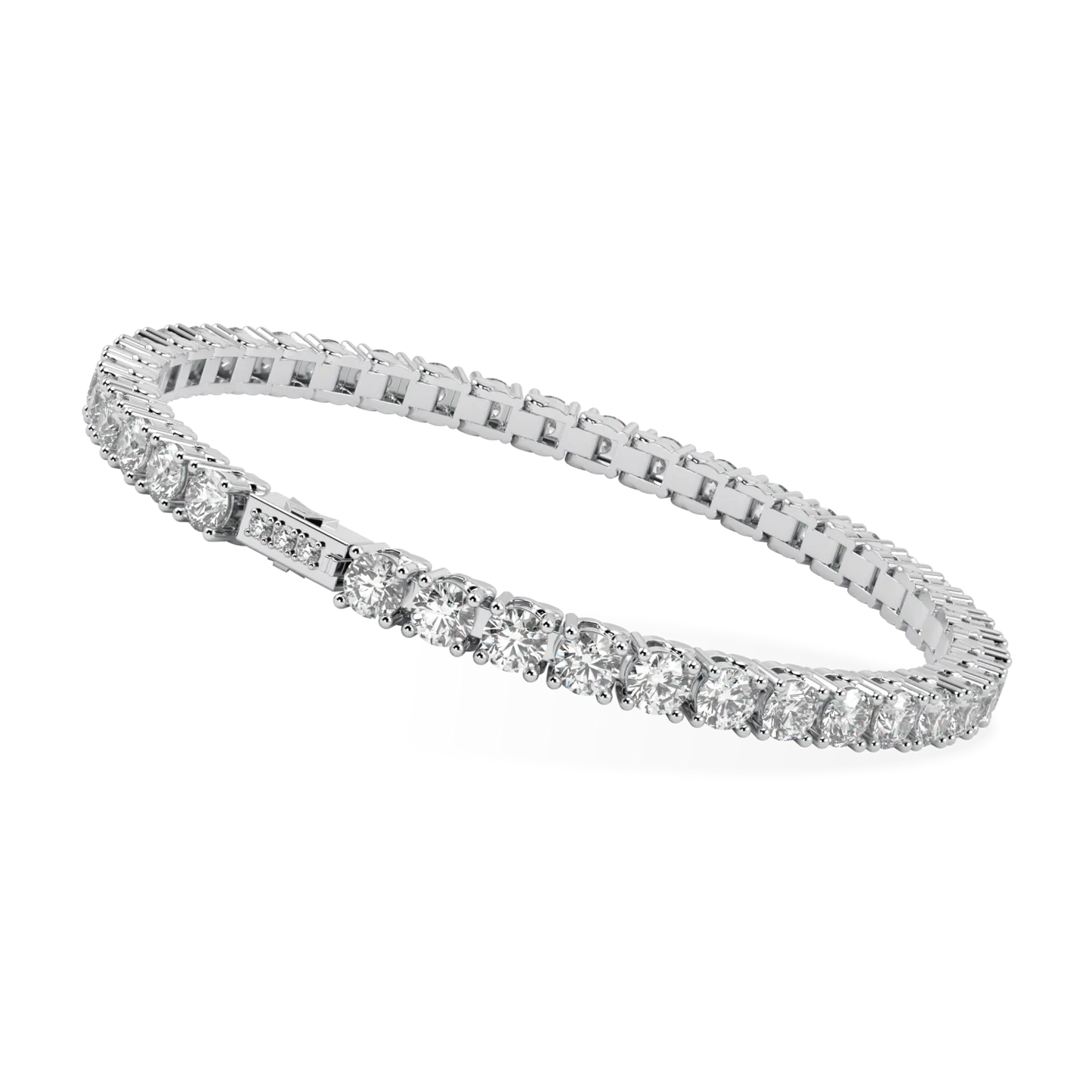 Handcrafted Platinum 10.25cts tennis bracelet with Diamond by Blacklock, Classic collection — worn closed view