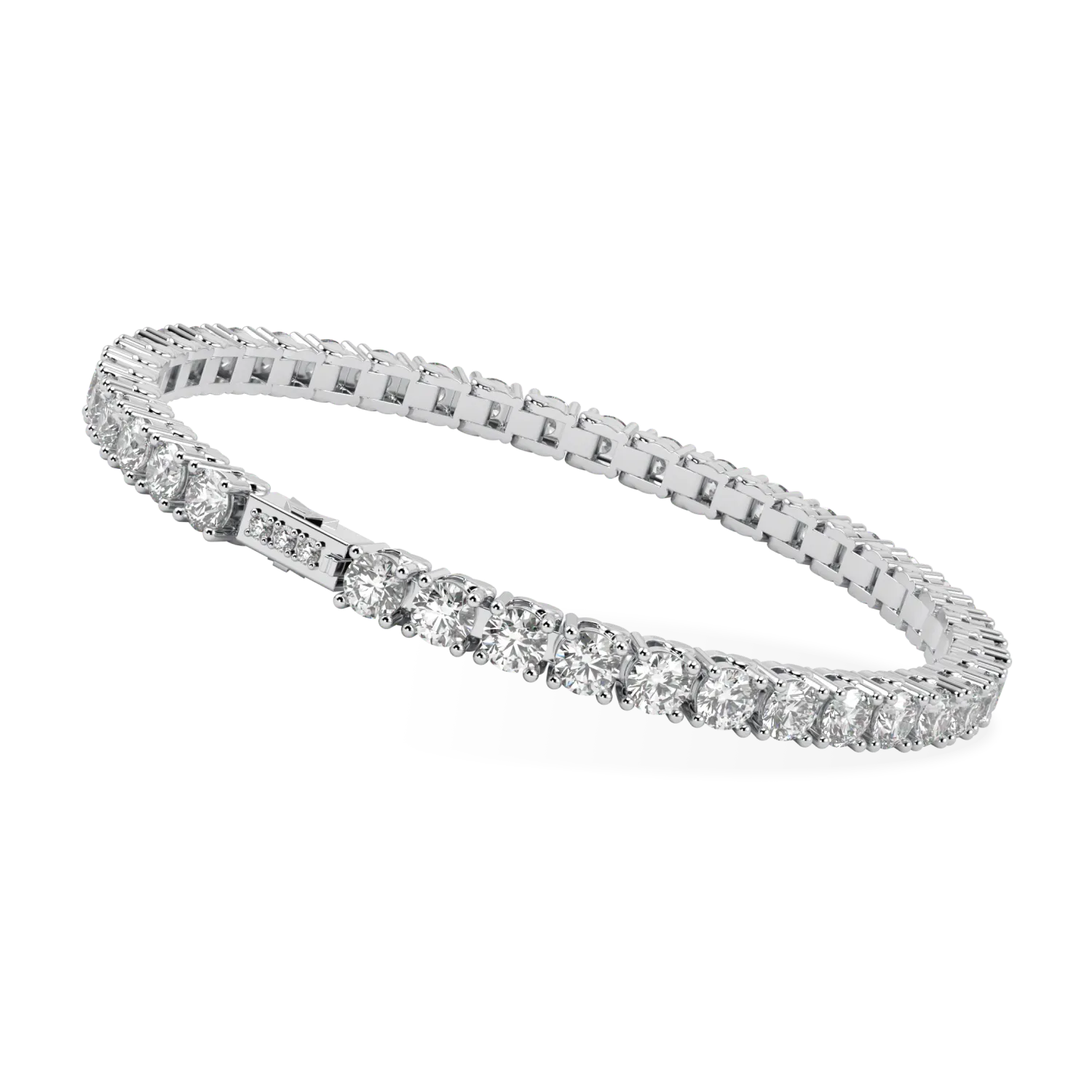 Handcrafted Platinum 10.25cts tennis bracelet with Diamond by Blacklock, Classic collection — worn closed view