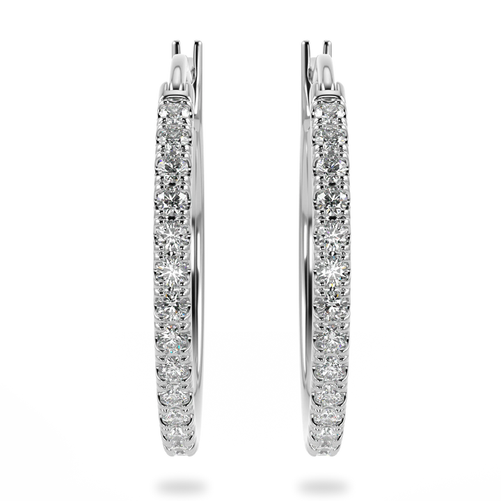 Classic White Gold Large Diamond Hoop Earrings
