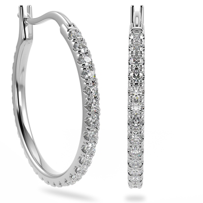 White Gold Diamond hoop earrings from Blacklock's Classic collection — side view
