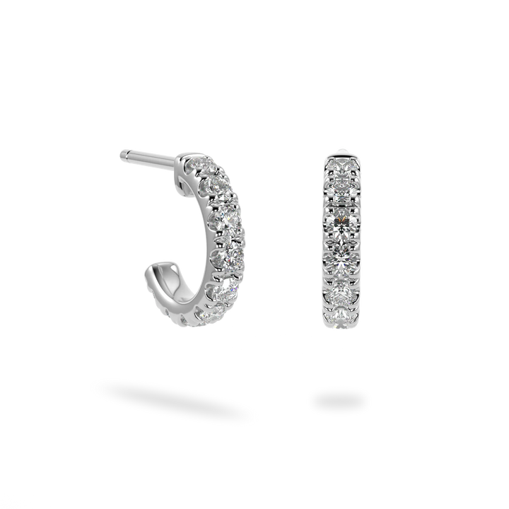 Classic White Gold Small Diamond Cuff Earrings