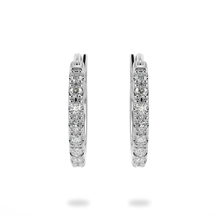 Classic White Gold Small Diamond Hoop Earrings