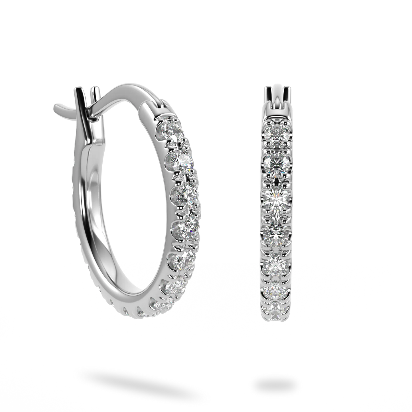 Classic collection hoop earrings featuring Diamond set in White Gold, Blacklock Jewellery — side view