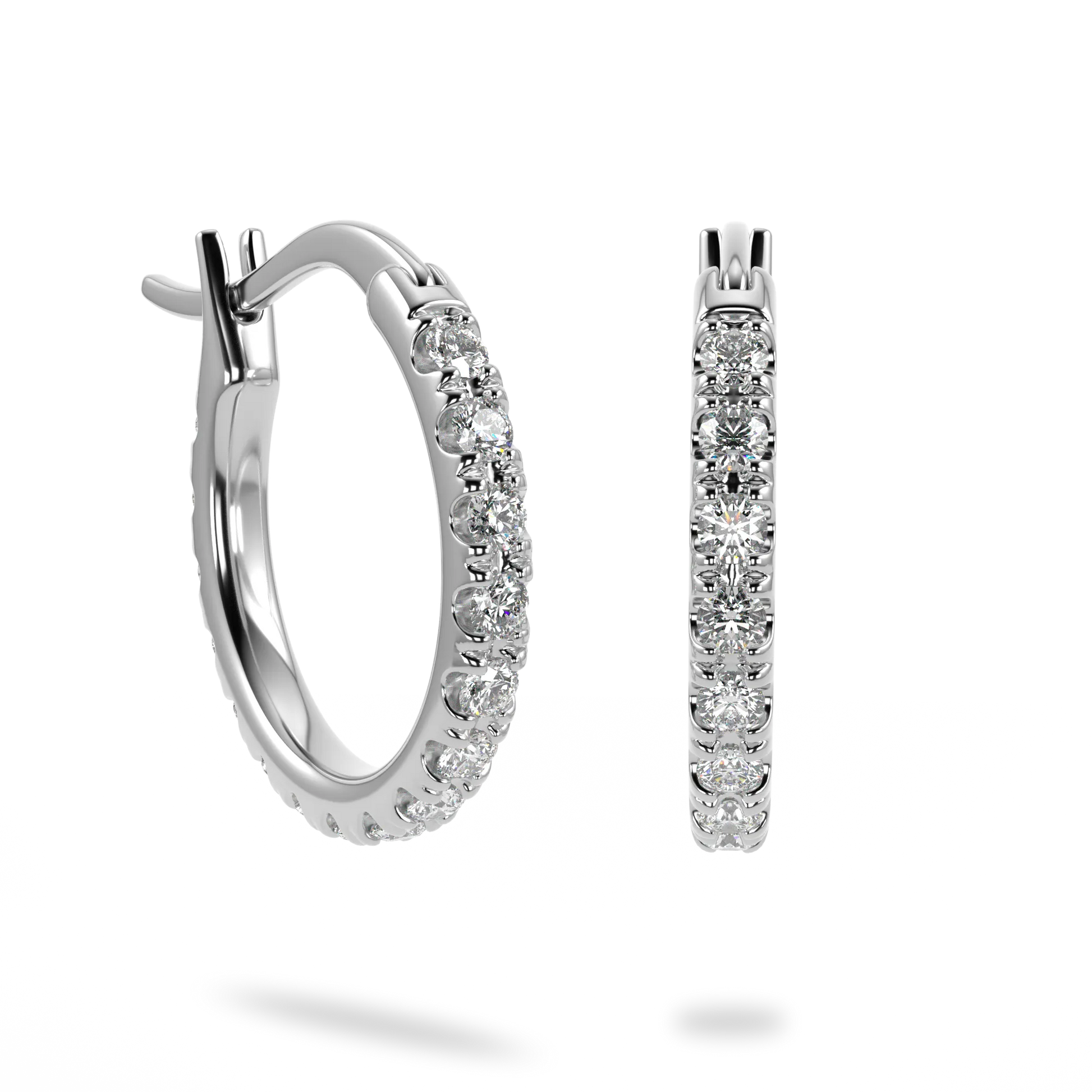 Classic collection hoop earrings featuring Diamond set in White Gold, Blacklock Jewellery — side view