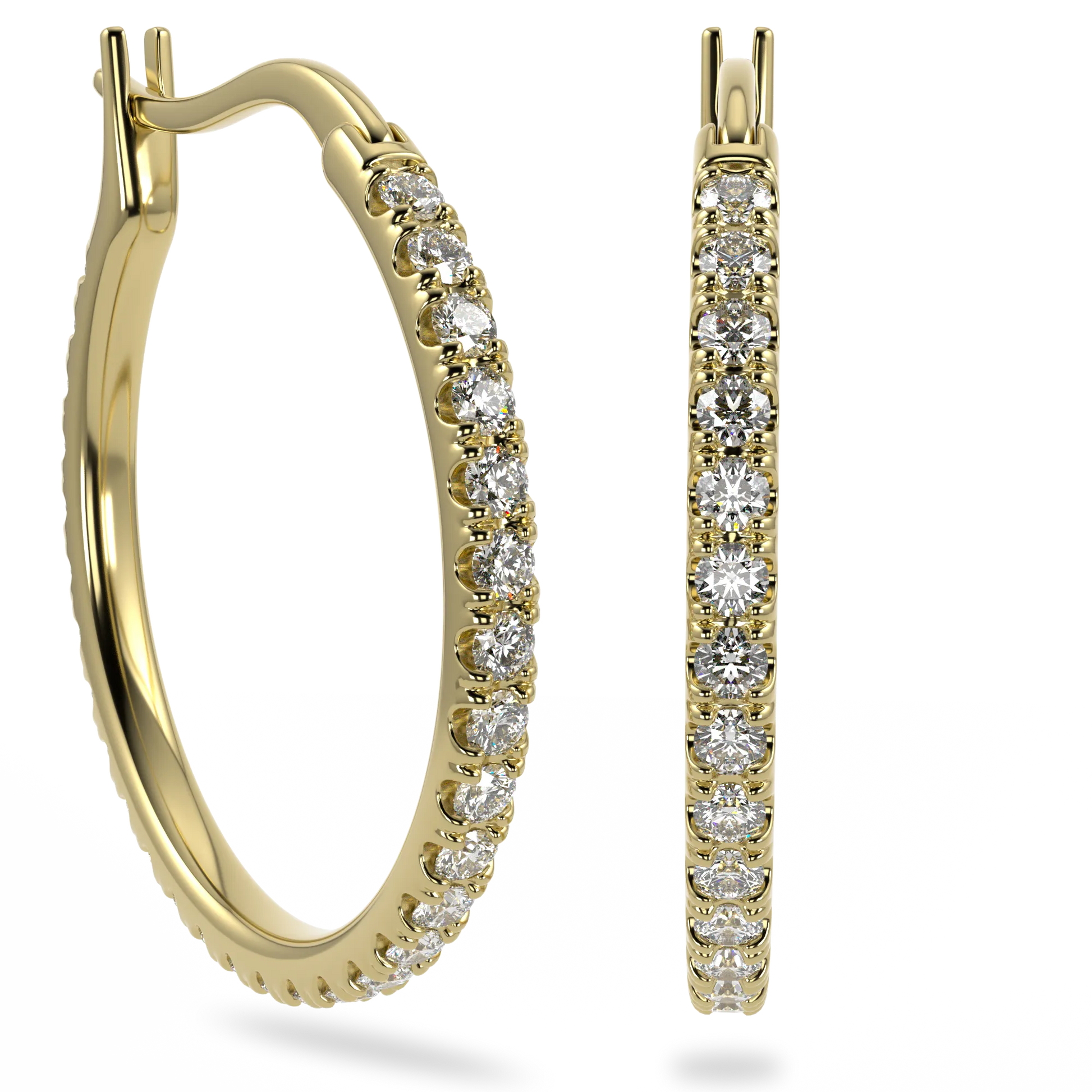 Handcrafted Yellow Gold hoop earrings by Blacklock, Classic collection — side view