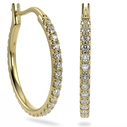 Handcrafted Yellow Gold hoop earrings by Blacklock, Classic collection — side view