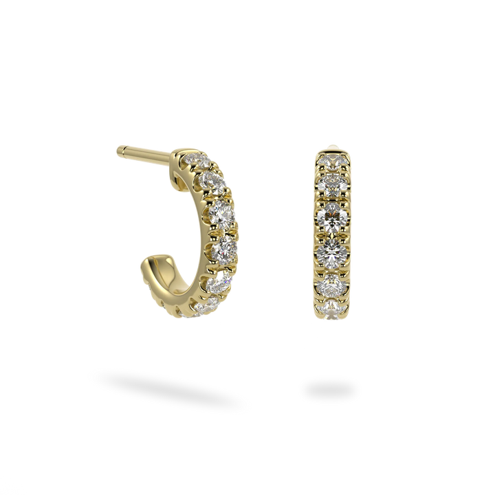 Classic Yellow Gold Small Diamond Cuff Earrings