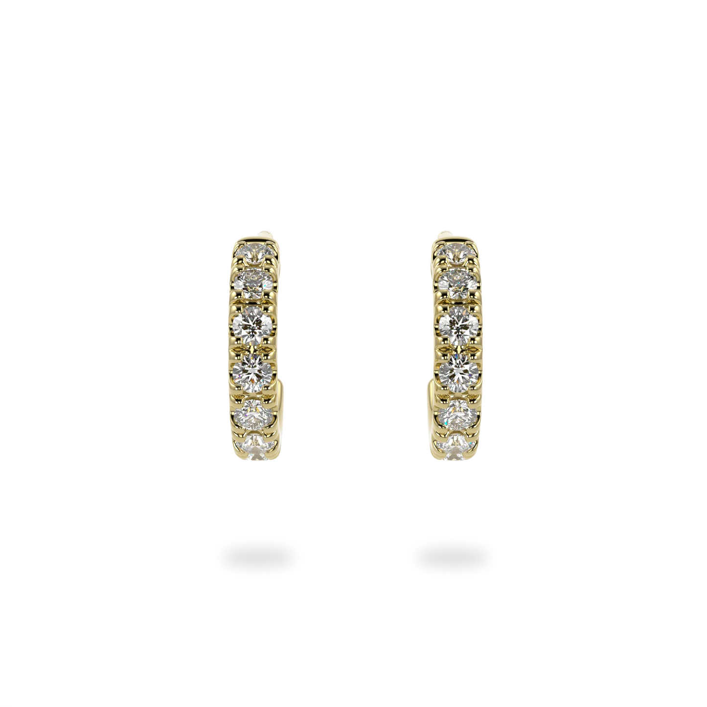 Handcrafted Yellow Gold cuff earrings with Diamond by Blacklock, Classic collection — side view