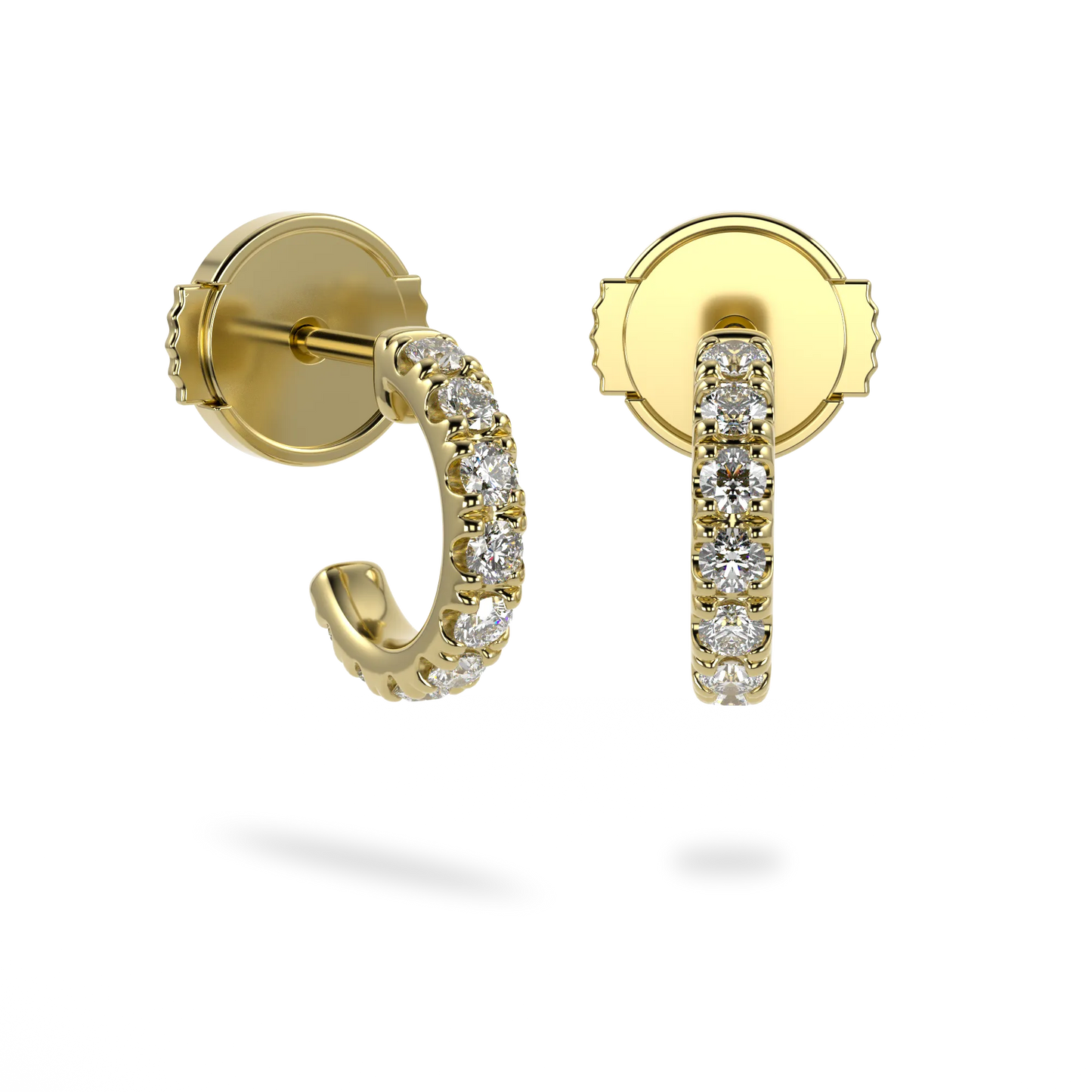 Classic Yellow Gold Small Diamond Cuff Earrings by Blacklock Jewellery, Classic collection — detail view