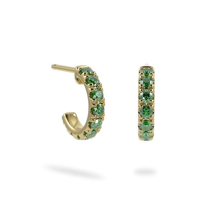 Classic Yellow Gold Small Emerald Cuff Earrings