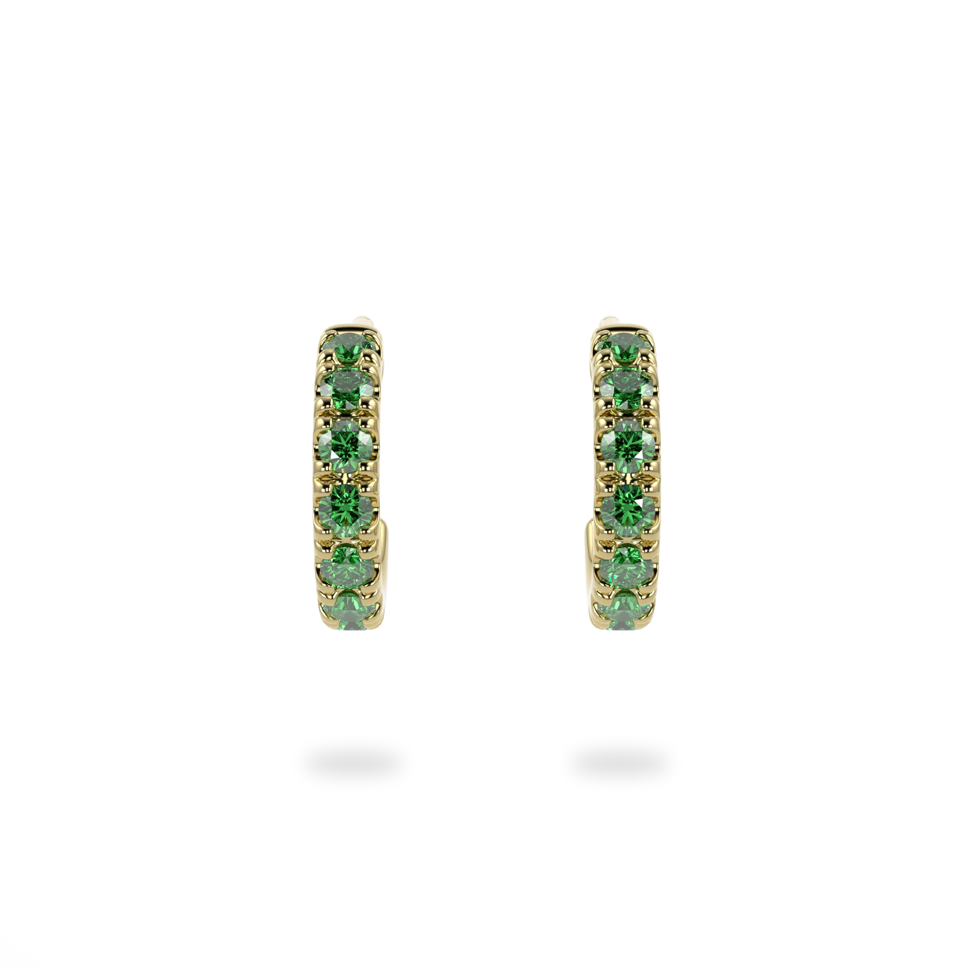 Classic collection cuff earrings featuring Emerald set in Yellow Gold, Blacklock Jewellery — side view