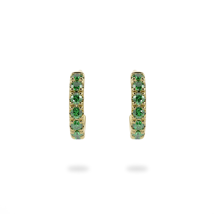 Classic collection cuff earrings featuring Emerald set in Yellow Gold, Blacklock Jewellery — side view