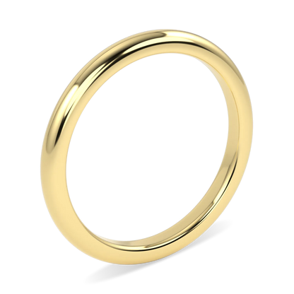 18ct Yellow Gold 2mm Wedding Band by Blacklock Jewellery, Cove collection — side view