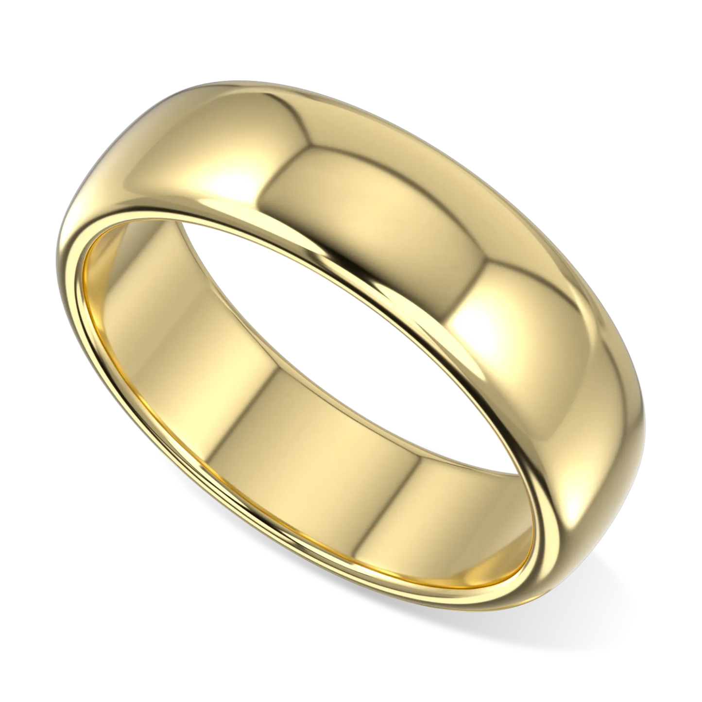 18ct Yellow Gold 6mm wedding band from Blacklock's Cove collection — worn view