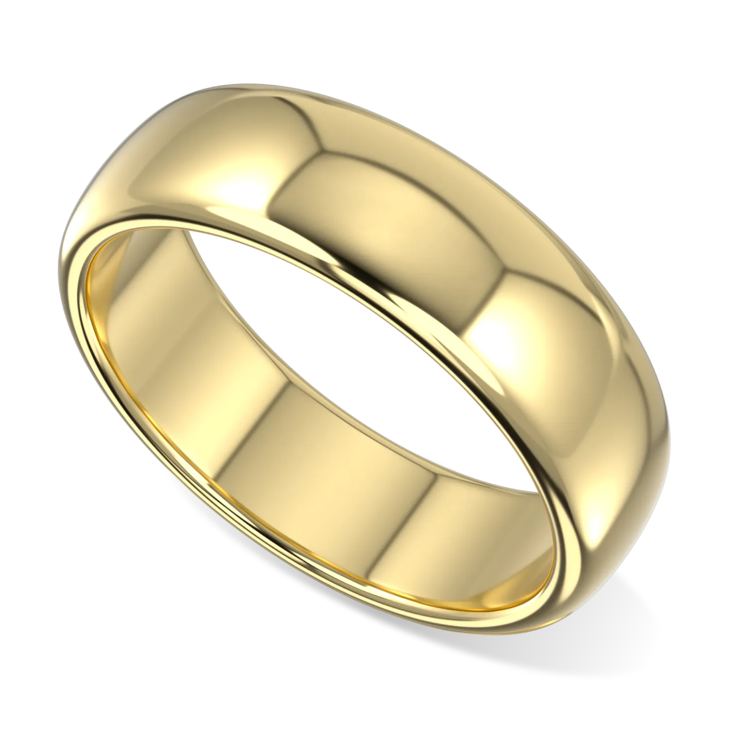 18ct Yellow Gold 6mm wedding band from Blacklock's Cove collection — worn view