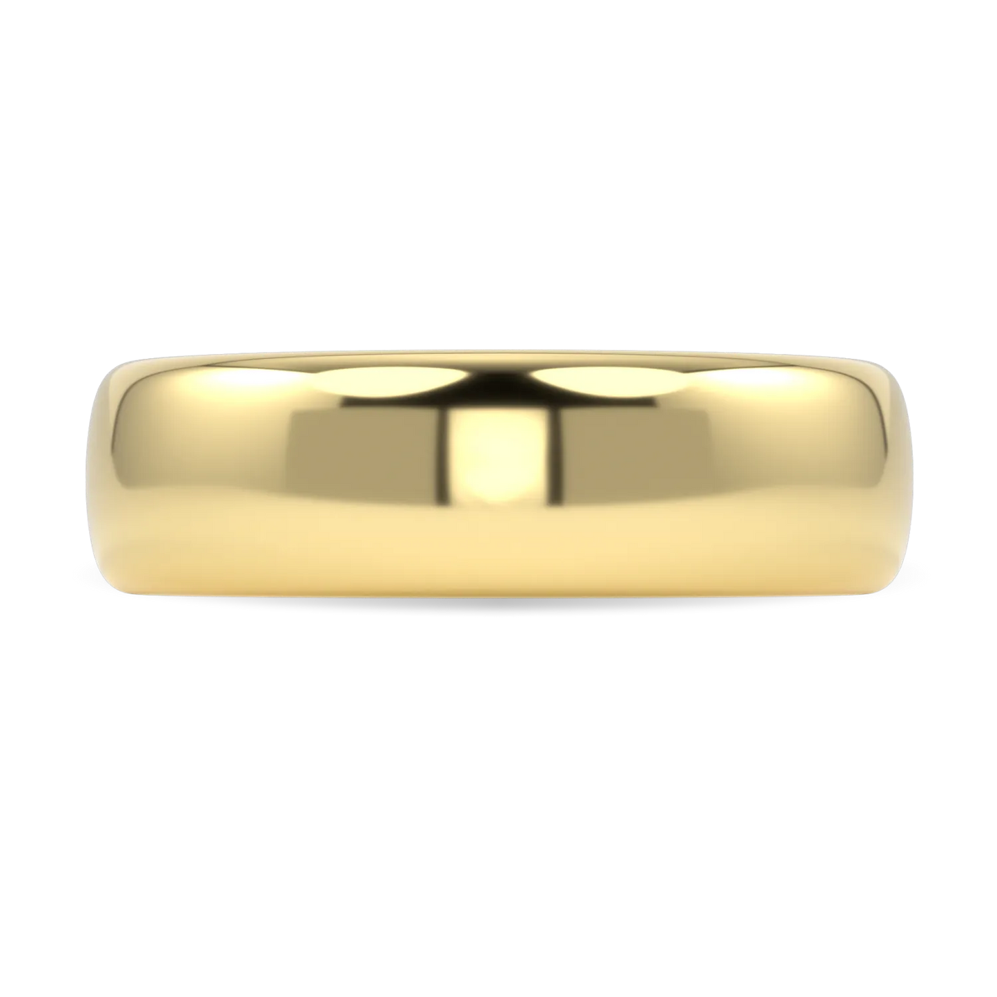 Handcrafted 18ct Yellow Gold 6mm wedding band by Blacklock, Cove collection — close up