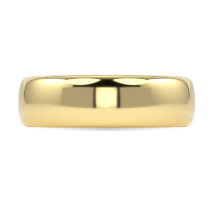 Handcrafted 18ct Yellow Gold 6mm wedding band by Blacklock, Cove collection — close up