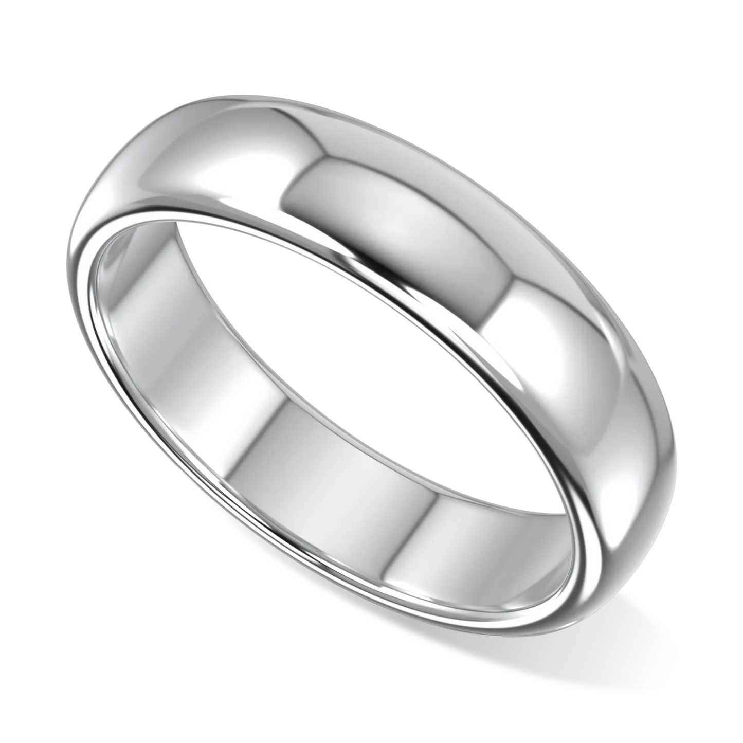 Cove collection 5mm wedding band in Platinum, Blacklock Jewellery — worn view