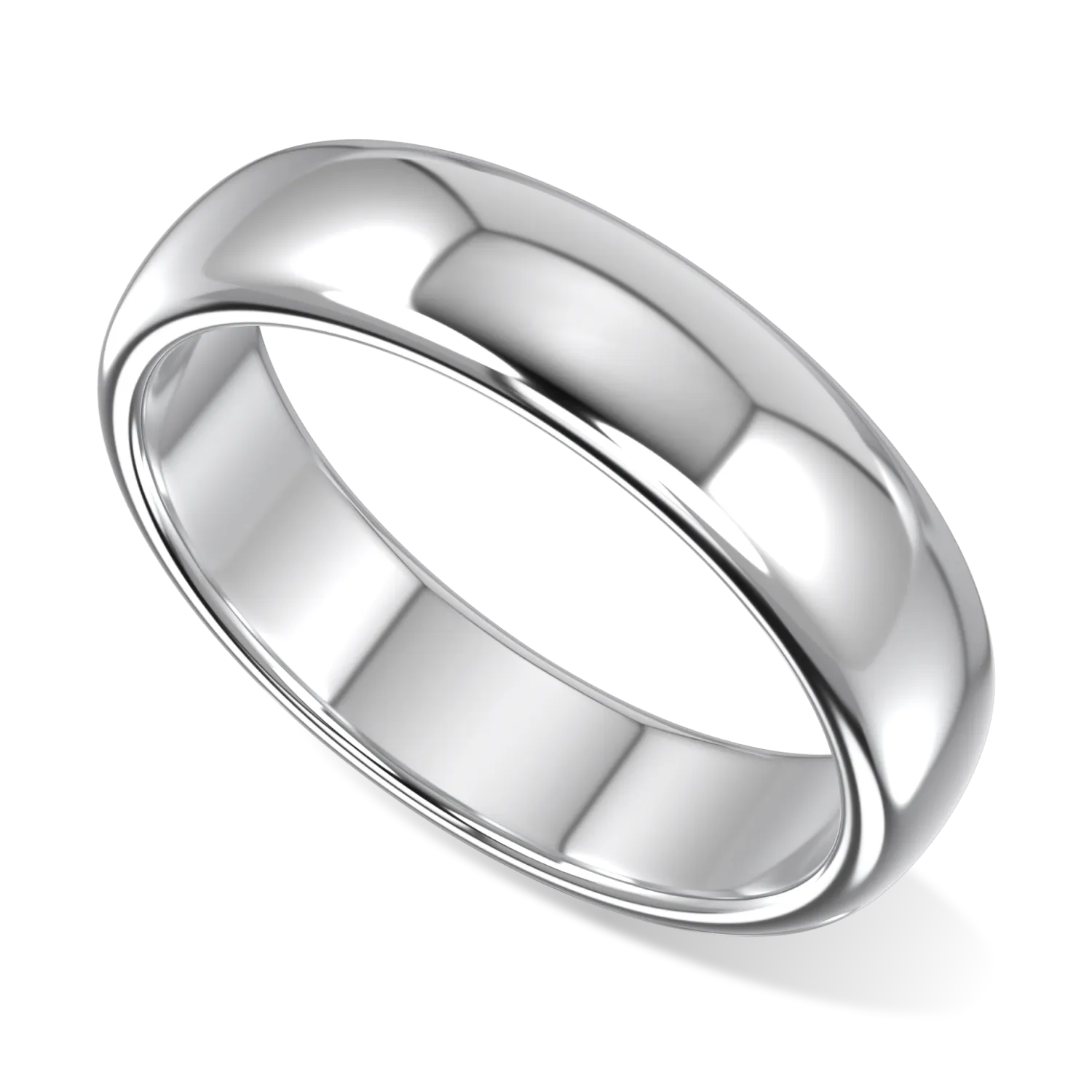 Cove collection 5mm wedding band in Platinum, Blacklock Jewellery — worn view