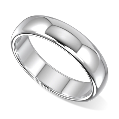 Cove collection 5mm wedding band in Platinum, Blacklock Jewellery — worn view