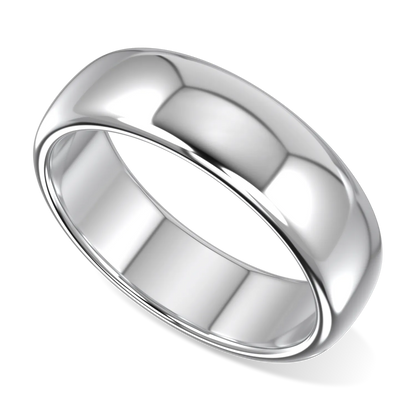 Blacklock Cove 6mm wedding band in Platinum — worn view
