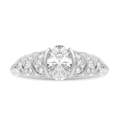 Handcrafted Platinum 0.50cts Oval Diamond engagement ring by Blacklock, Cove collection — side view