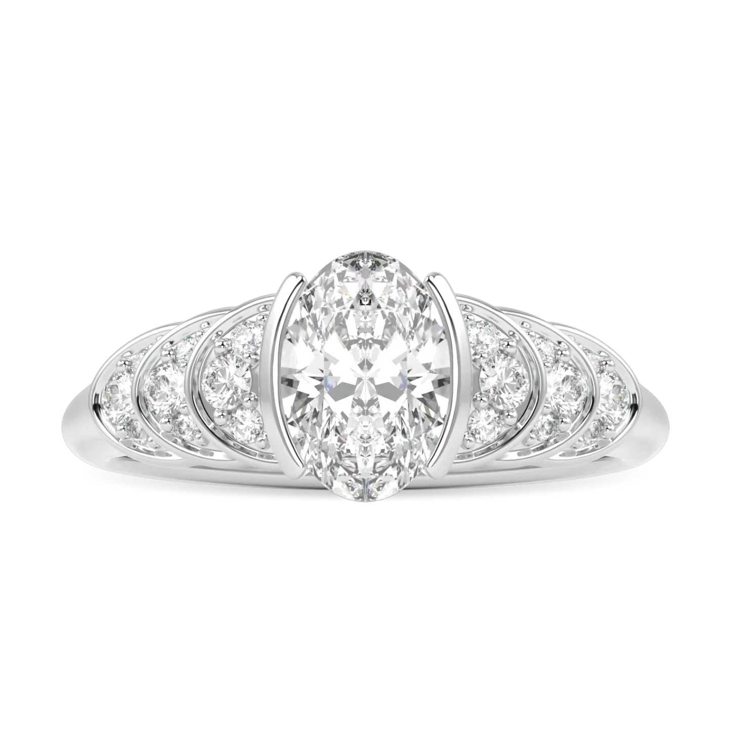 Blacklock Cove collection 0.70cts oval diamond engagement ring in Platinum — side view