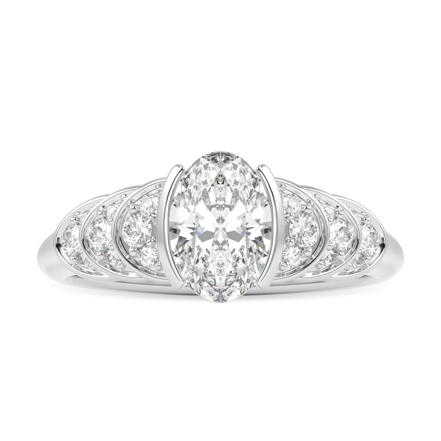 Blacklock Cove collection 0.70cts oval diamond engagement ring in Platinum — side view
