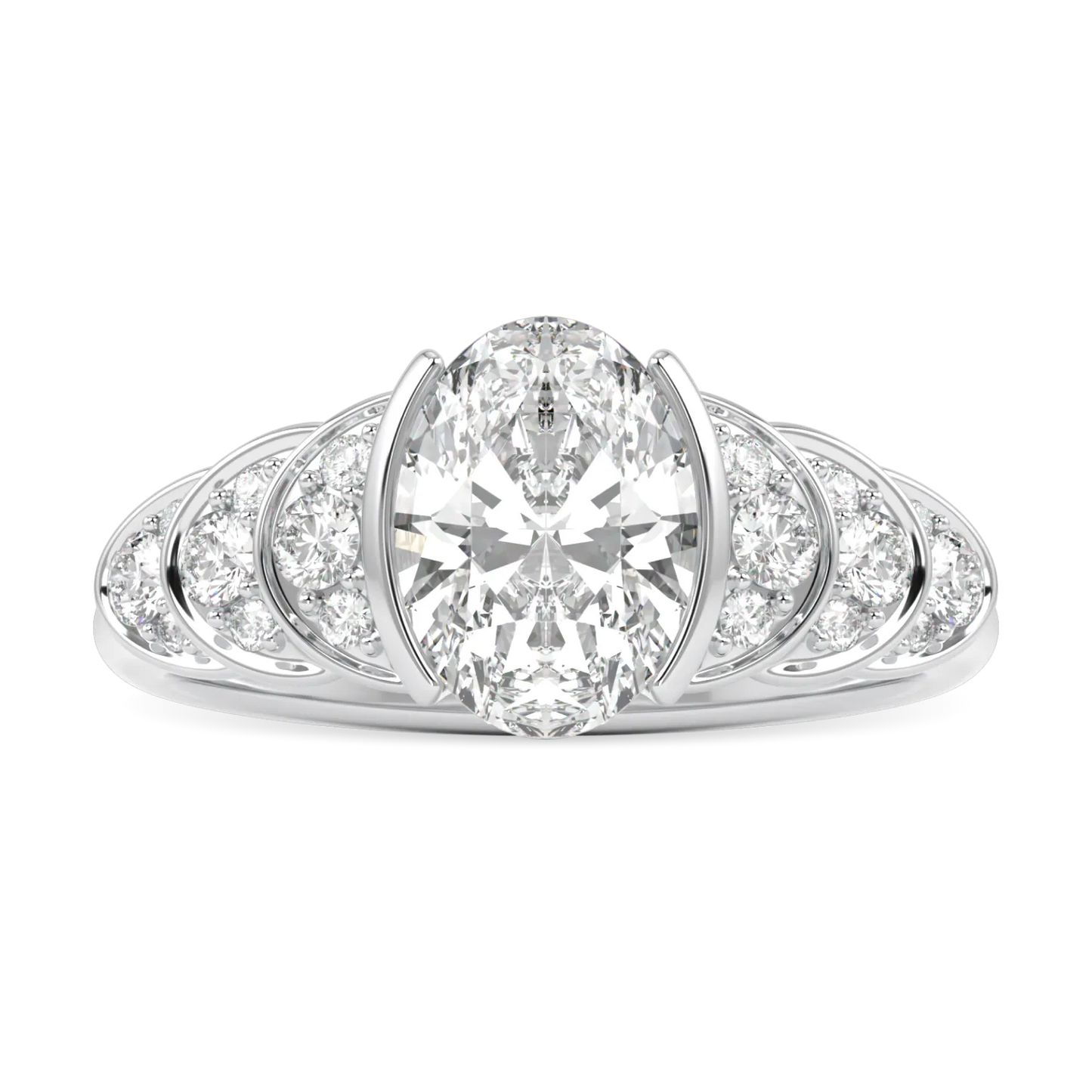 Cove collection engagement ring featuring 1.00cts Oval Diamond set in Platinum, Blacklock Jewellery — side view