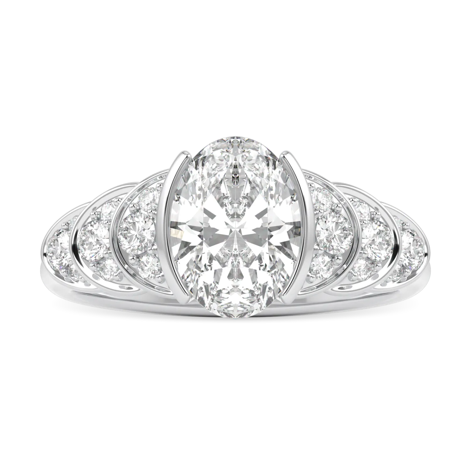 Cove collection engagement ring featuring 1.00cts Oval Diamond set in Platinum, Blacklock Jewellery — side view