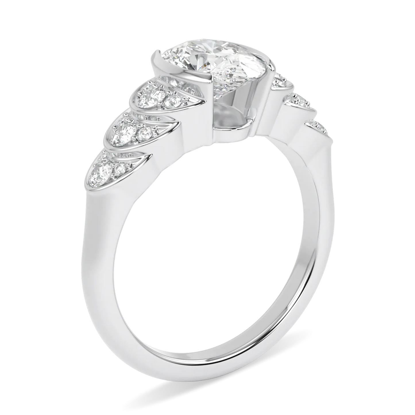Handcrafted Platinum Oval Diamond engagement ring by Blacklock, Cove collection — detail view