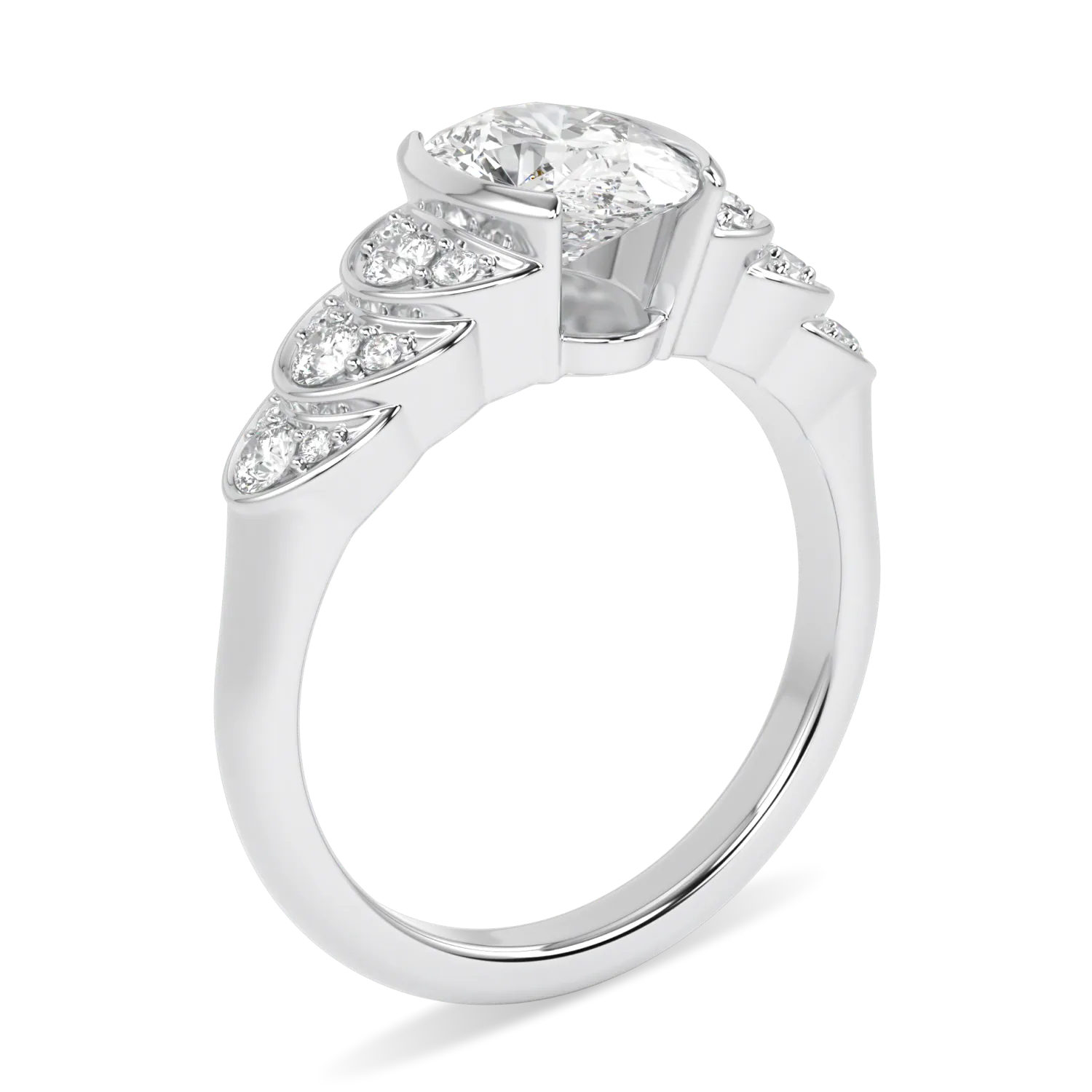 Handcrafted Platinum Oval Diamond engagement ring by Blacklock, Cove collection — detail view