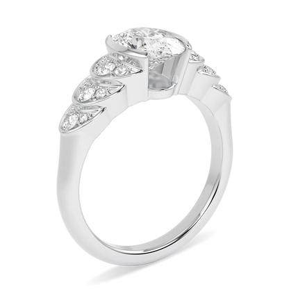 Handcrafted Platinum Oval Diamond engagement ring by Blacklock, Cove collection — detail view