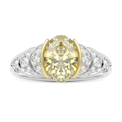 Platinum Oval Cut Fancy Intense Yellow Diamond Engagement Ring 1.01cts by Blacklock Jewellery, Cove collection — side view