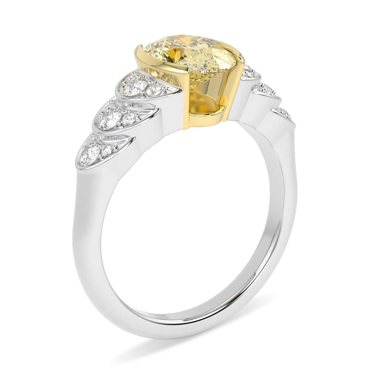 Blacklock Cove collection engagement ring in Platinum with Fancy Yellow Diamond — detail view