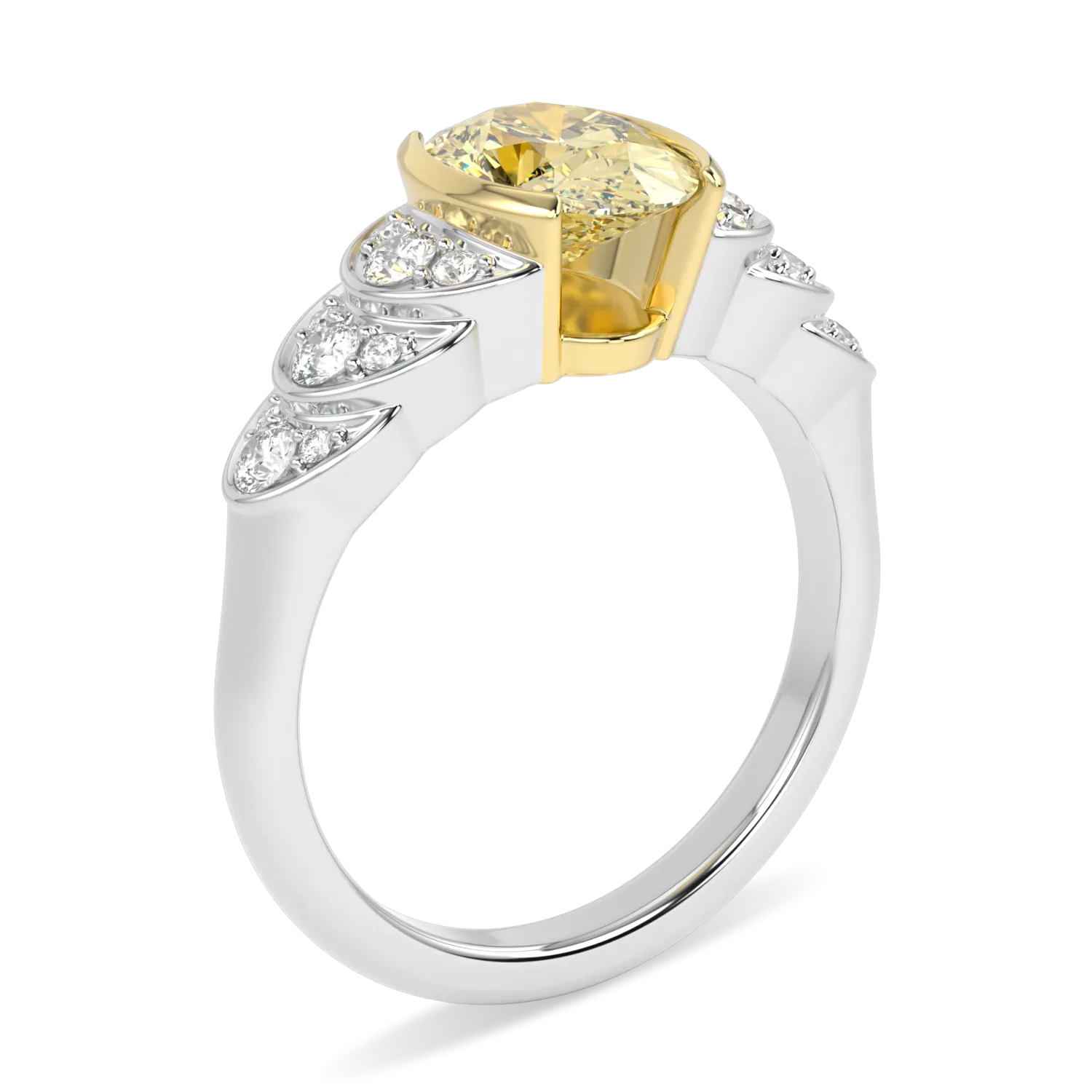 Blacklock Cove collection engagement ring in Platinum with Fancy Yellow Diamond — detail view