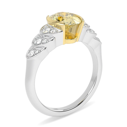 Blacklock Cove collection engagement ring in Platinum with Fancy Yellow Diamond — detail view